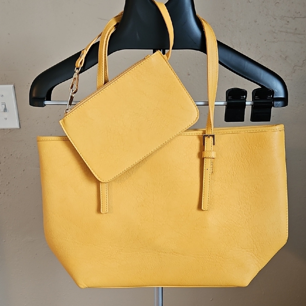 Yellow Tote Bag with Matching Pouch